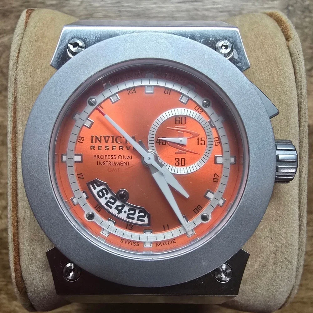 Invicta Reserve Akula Russian 1959 Diver GMT Orange Dial Watch 6449 Mens